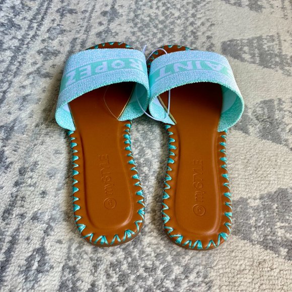 3 For $25! Saint Tropez Turquoise Beach Sandals Slides NWOT - Picture 3 of 4